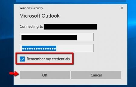 Microsoft outlook credentials windows 10